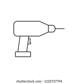 Electric drill thin line icon, tool and repair, screwdriver sign, vector graphics, a linear pattern on a white background, eps 10.