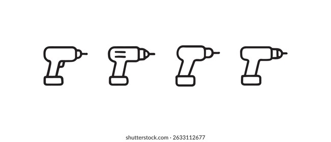 Conjunto de iconos de herramientas de taladro eléctrico Vector aislado