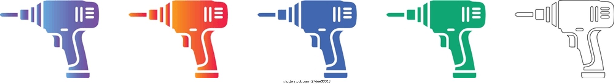 Electric Drill Tool Vector Icons vol 1829