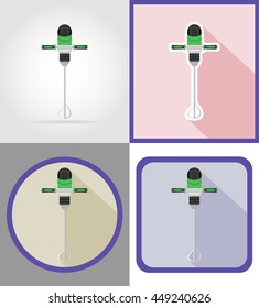 electric drill tools for construction and repair flat icons vector illustration isolated on background