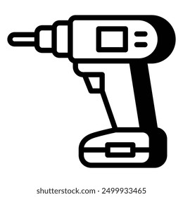 Electric Drill Tools Icon Vector With Shadow Style
