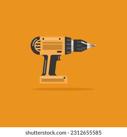 Ilustración del vector de perforación eléctrica aislada en el fondo naranja