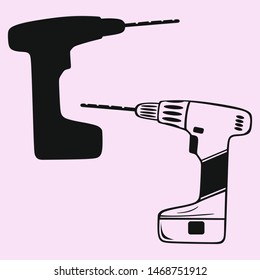electric drill vector silhouette isolated