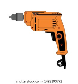 Electric drill yellow vector isolated
