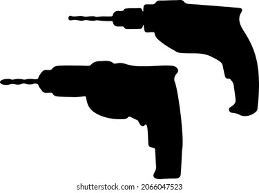 Electric drills  large. Vector image.