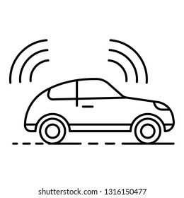 Electric driverless car icon. Outline electric driverless car vector icon for web design isolated on white background