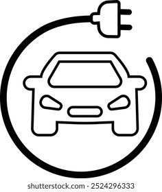 electric eco car vector icons, isolated on transparent background. Charging station. electric ecological transport concept. Electrical automobile cable electric car flat icon used as web, mobile, ui