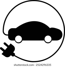 electric eco car vector icons, isolated on transparent background. Charging station. electric ecological transport concept. Electrical automobile cable electric car flat icon used as web, mobile, ui
