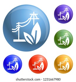Electric eco energy icons set vector 6 color isolated on white background