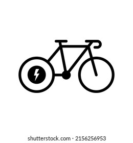 Electric Ecological Bike Green Glyph Pictogram. Eco Hybrid Transport Icon. Ebike Electronic Energy Sign. Ecology Electro Power Bicycle Silhouette Icon. E Bike Symbol. Isolated Vector Illustration.