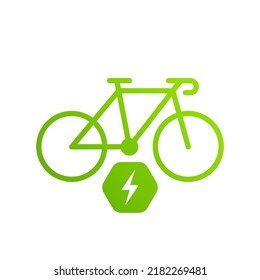 Electric Ecological Bike Icon. Ecology Electro Power Bicycle Glyph Pictogram. Ebike Electronic Energy. Mountain E Bike. Eco Future Hybrid Transport Silhouette Icon. Isolated Vector Illustration.