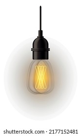 Electric edison lamp. Glowing realistic light bulb