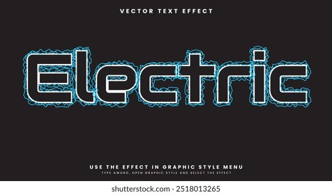 Plantilla de efecto de texto editable eléctrico con tema de estilo de texto azul eléctrico