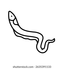 electric eel black line icon for digital and print projects. South american animals. Minimal clean icons for apps and websites. Modern simple icons for UI UX and branding