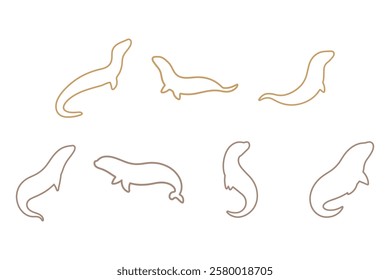Electric Eel Outline Icon Set