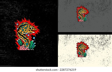 electric eels with fangs vector mascot design