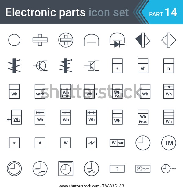 Electric Electronic Circuit Diagram Symbols Set Stock Vector (Royalty ...