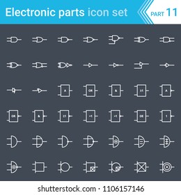 Electric and electronic icons, electric diagram symbols. Digital electronics, logic gate (ansi system, british system, din system, nema system).