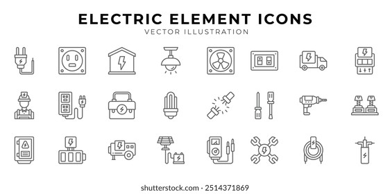 Electric Element icon pack for your website design, logo, app, UI. Electric Element icon outline design. Vector graphics illustration and editable stroke.