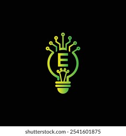 Electric Energy Bulb Logo And Letter E