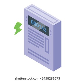 Vector isométrico del contador de energía eléctrica. Vatio contador. equipo de Industrial