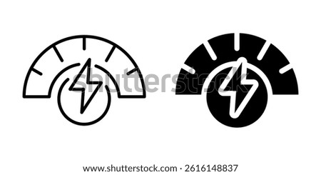 Electric energy efficiency meter icon. Silhouette and line style.