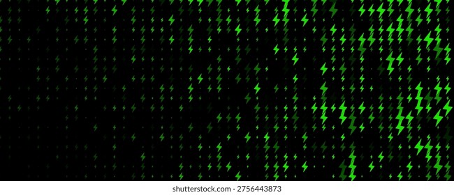 Electric Energy Icon Pattern Background Green Lightning Texturefor Speed Fast Charger Station. Current Charge Battery Digital Device BG, Charging Neon Light. Bolt Symbol Backdrop. Vector Illustration