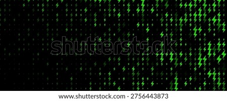 Electric Energy Icon Pattern Background Green Lightning Texturefor Speed Fast Charger Station. Current Charge Battery Digital Device BG, Charging Neon Light. Bolt Symbol Backdrop. Vector Illustration