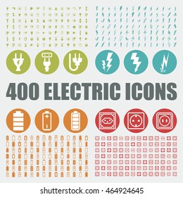 Electric and energy icons. Plug vector graphic. Socket web elements. Battery art object. Lightning pictogram.