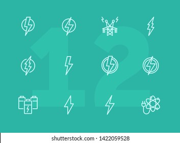 Electric energy line icon. Set of line icons on white background. Power, electricity, lightning. Energy resource concept. Vector illustration can be used for topics like power, electricity, signboards