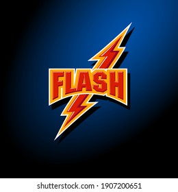 Electric energy logo. Letters with flash lightning bolt. Lightning icon. Web, game icon.