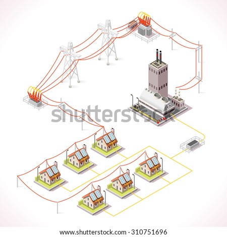 electric energy power factory distribution chain のベクター画像素材