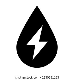 Electric energy water drop icon. Vector.
