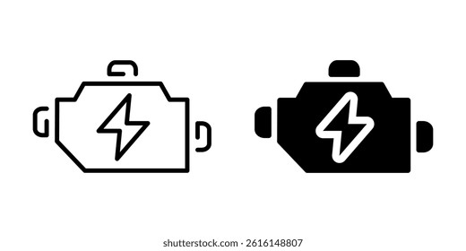 Electric engine icon with power bolt. Silhouette and line style.