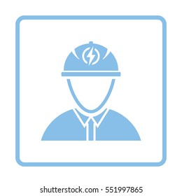 Electric engineer icon. Blue frame design. Vector illustration.