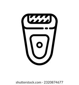Efilador eléctrico para el icono vector de contorno de piernas. Icono aislado del depilador