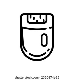 Electric epilator for legs outline vector icon. Depilator isolated icon