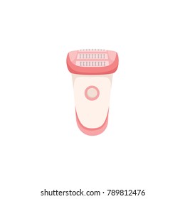 Electric epilator, unwanted hair removal procedure, flat style icon, vector illustration isolated on white background. Flat icon of cordless epilator device, hair removal concept