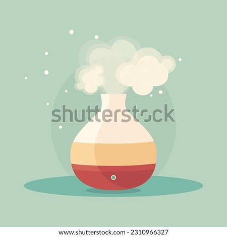Electric essential oil diffuser, aroma air humidifier for home incense, flat design, aromatherapy concept