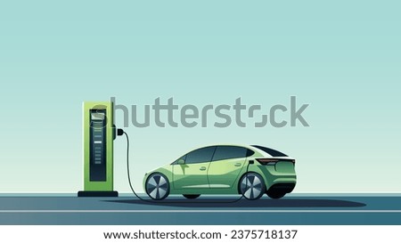 Electric EV car charging battery on background. Concept of protecting the environment, loving the earth, Save for the world. Ready to apply to your design. Vector illustration.