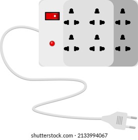 Placa de extensión eléctrica, ilustración, vector sobre fondo blanco.