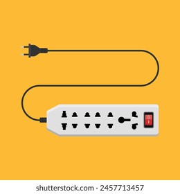 Electric extension cord flat vector illustration