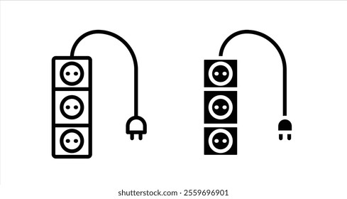 Electric extension cord Icon collection in filled and stroke style.