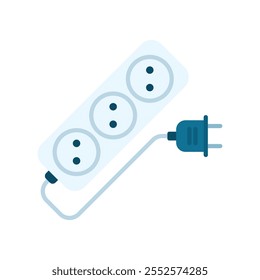 Electric extension cord icon with plug. Extension cord icon. Multi-socket adapter. Vector illustration