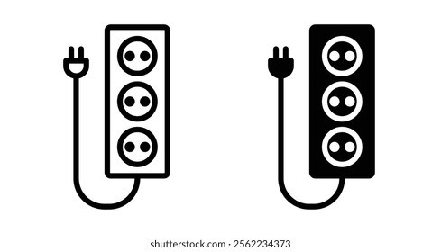 Electric extension cord Icons pack in outlined and flat versions