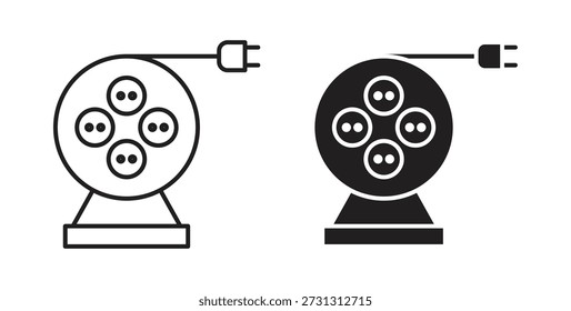 Iconos del cable de extensión eléctrico. Vector icono lineal aislado sobre fondo blanco.