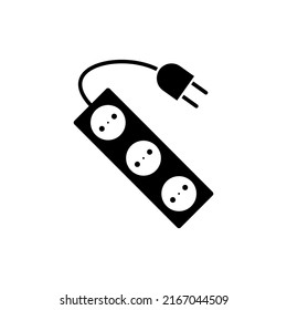 Electric extension cord with two slots line icon, outline vector sign, linear style pictogram isolated on white. Symbol, logo illustration. Editable stroke