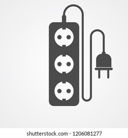 Electric extension cord vector icon sign symbol