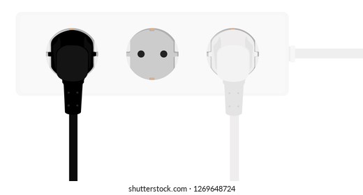 Electric extension cord. Vector illustration. 