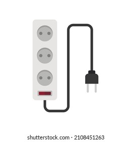 Electric extension cords icon. Flat illustration of electric extension cords vector icon isolated on white background